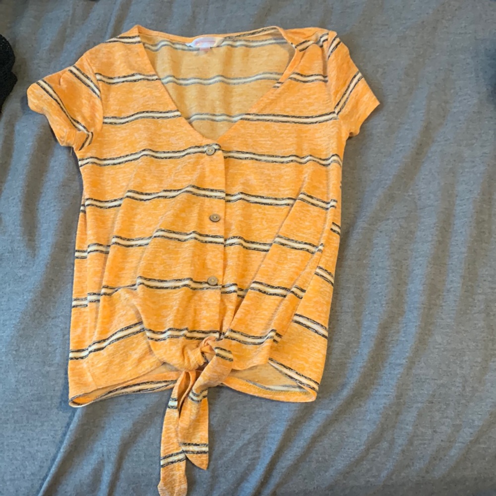 🌸5/$15🌸 NOBO Tie Front Crop Top Striped Button Down